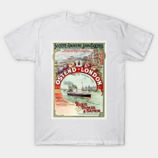 Ostend - London Belgium Vintage Poster 1900 T-Shirt